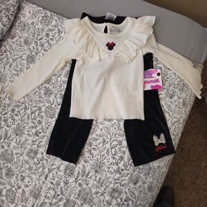 Disney Cream and Black Minnie Mouse Long Sleeve Top